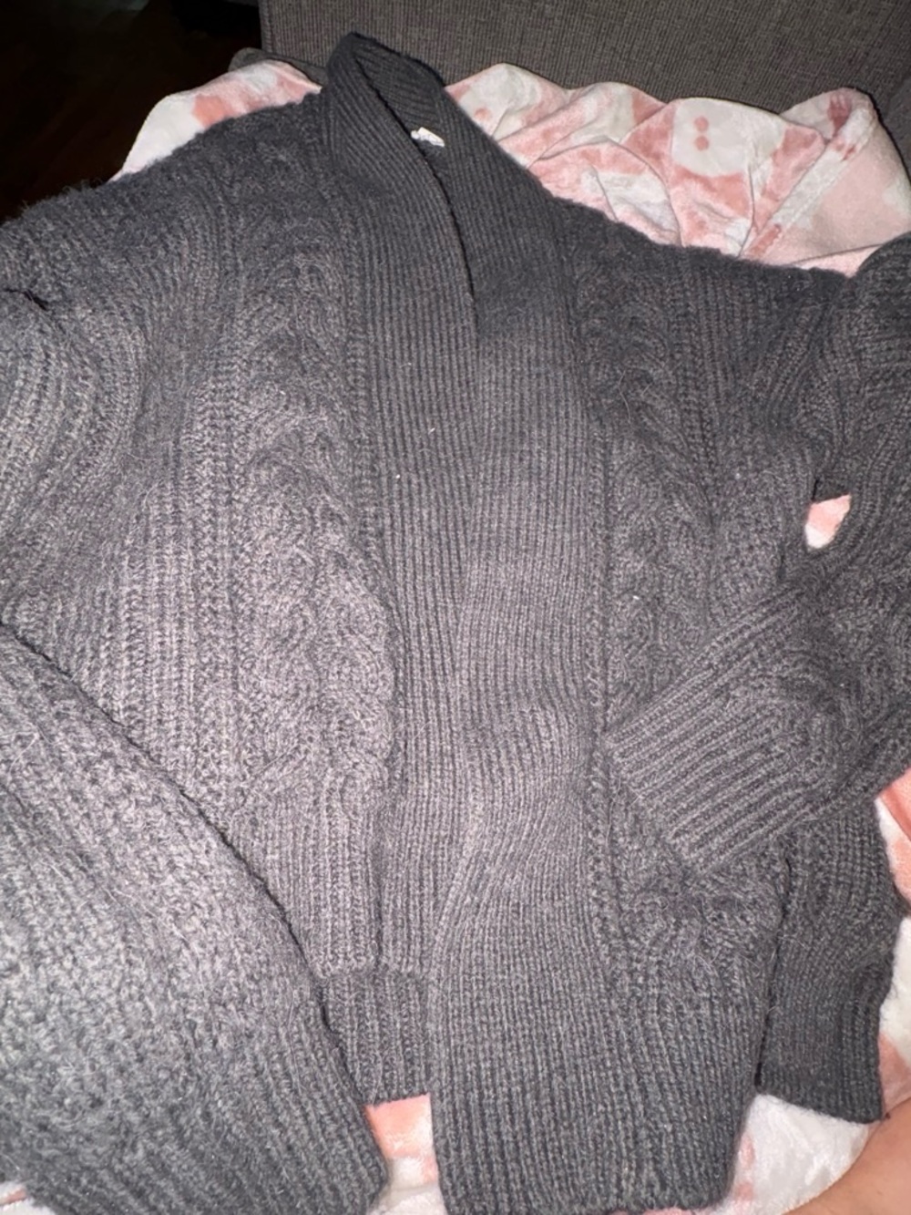 GAP Charcoal Cable Knit Shawl Cardigan